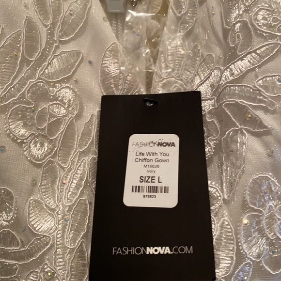 Fashion Nova White Chiffon Gown - Picture 3 of 6